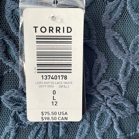 Beautiful Torrid Lace Navy Blue Midi Dress Size 0 - Picture 11 of 14